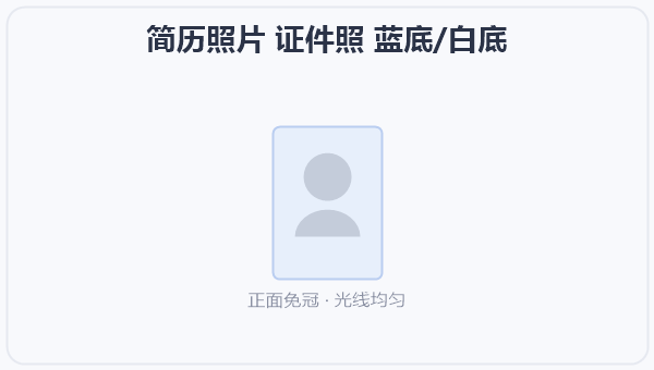 简历照片 证件照 蓝底/白底 示意图