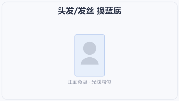 头发/发丝 换蓝底 示意图